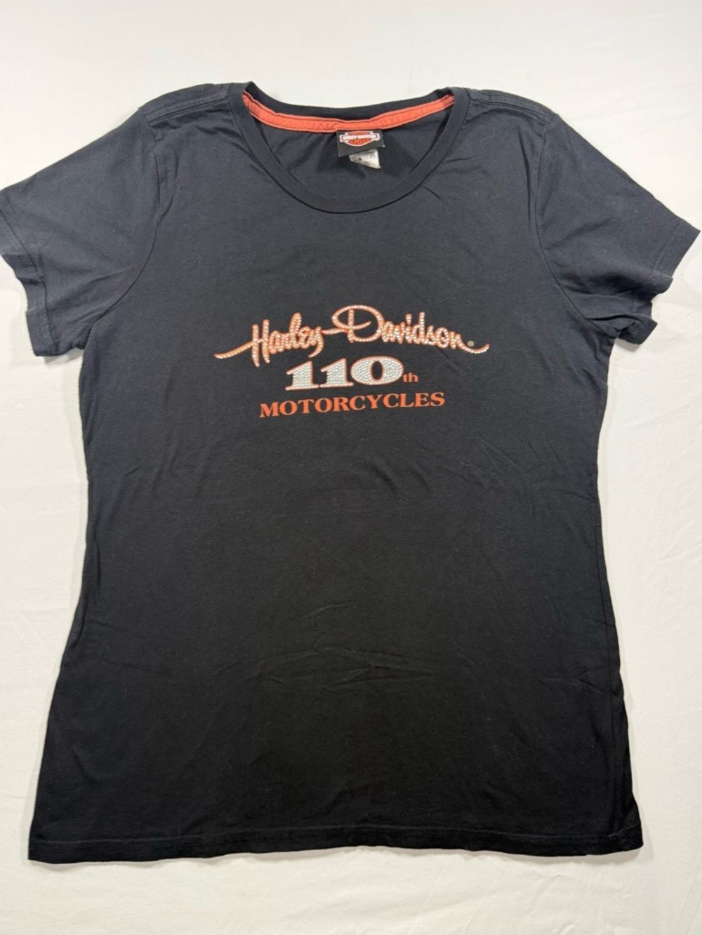 Harley-Davidson 110th Anniversary Rhinestone Shirt Oconomowoc WI Women’s XL